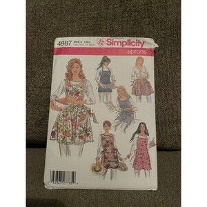 Simplicity 4987 Full Half Aprons Pattern Size Small Medium Large